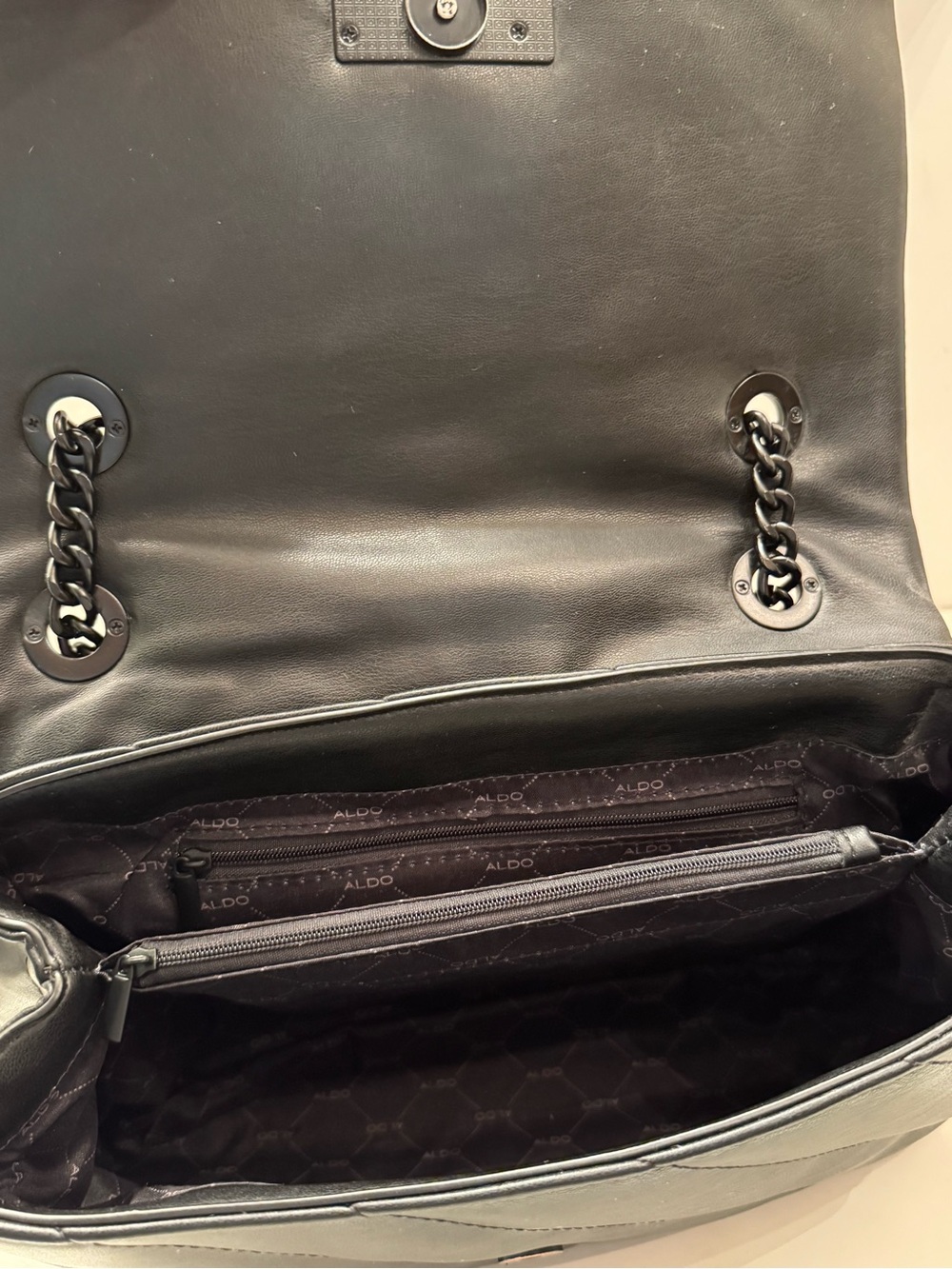 Black Quilted Shoulder Bag with Wrist Wallet - Picture 3 of 3